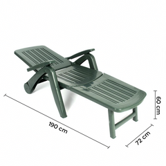 Transat Cancun avec roues pliantes en polyrotin 72x190x60cm
