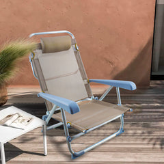 Chaise de plage Spiaggina en Textilène avec coussin inclinable en aluminium