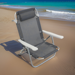 Chaise de plage Spiaggina en Textilène avec coussin inclinable en aluminium