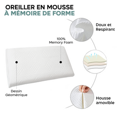 2 pièces Oreiller Cervical mémoire de forme 11cm haleine fraîche aloe Vera