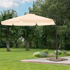 Parasol de Jardín avec Bras Décentré et Manivelle Toile Brute Ronde 3x2m