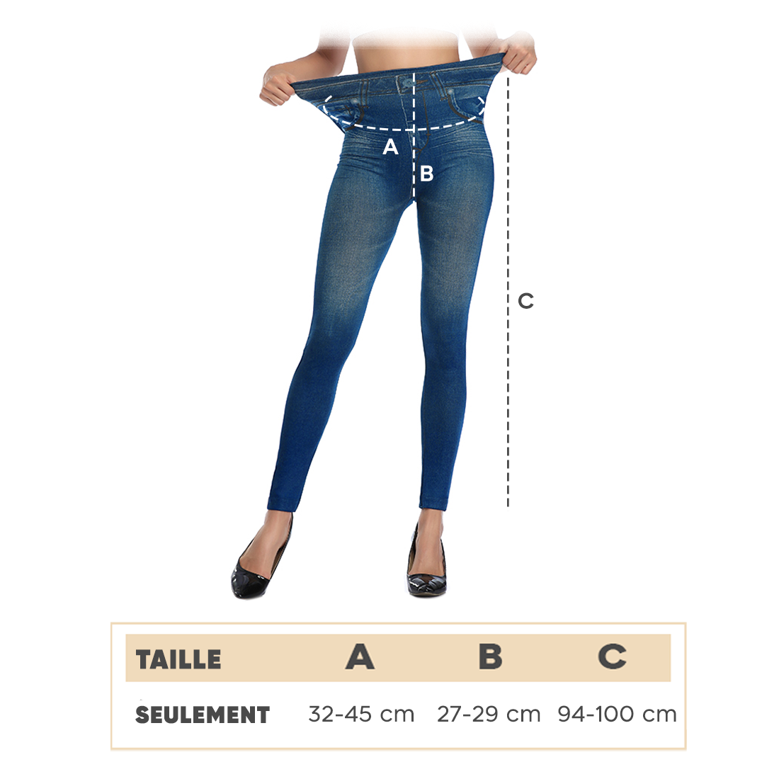 Ensemble de 3 Leggings Femme Effet Jeans GIADA