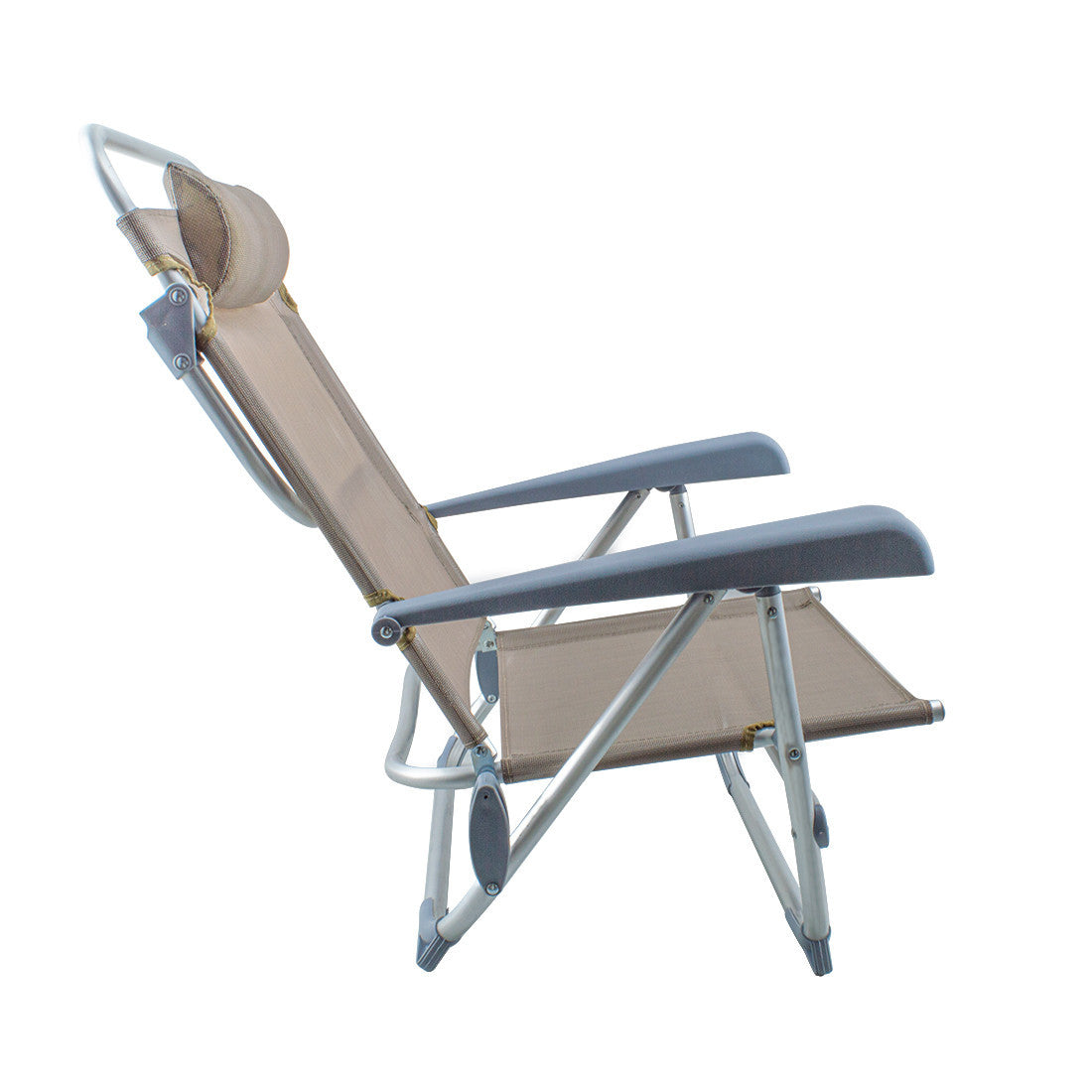 2 pièces Chaise de Plage Transat Aluminium avec Coussin Inclinable en Textilène
