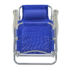 2 pièces Chaise de Plage Transat Aluminium avec Coussin Inclinable en Textilène