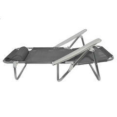 2 pièces Chaise de Plage Transat Aluminium avec Coussin Inclinable en Textilène