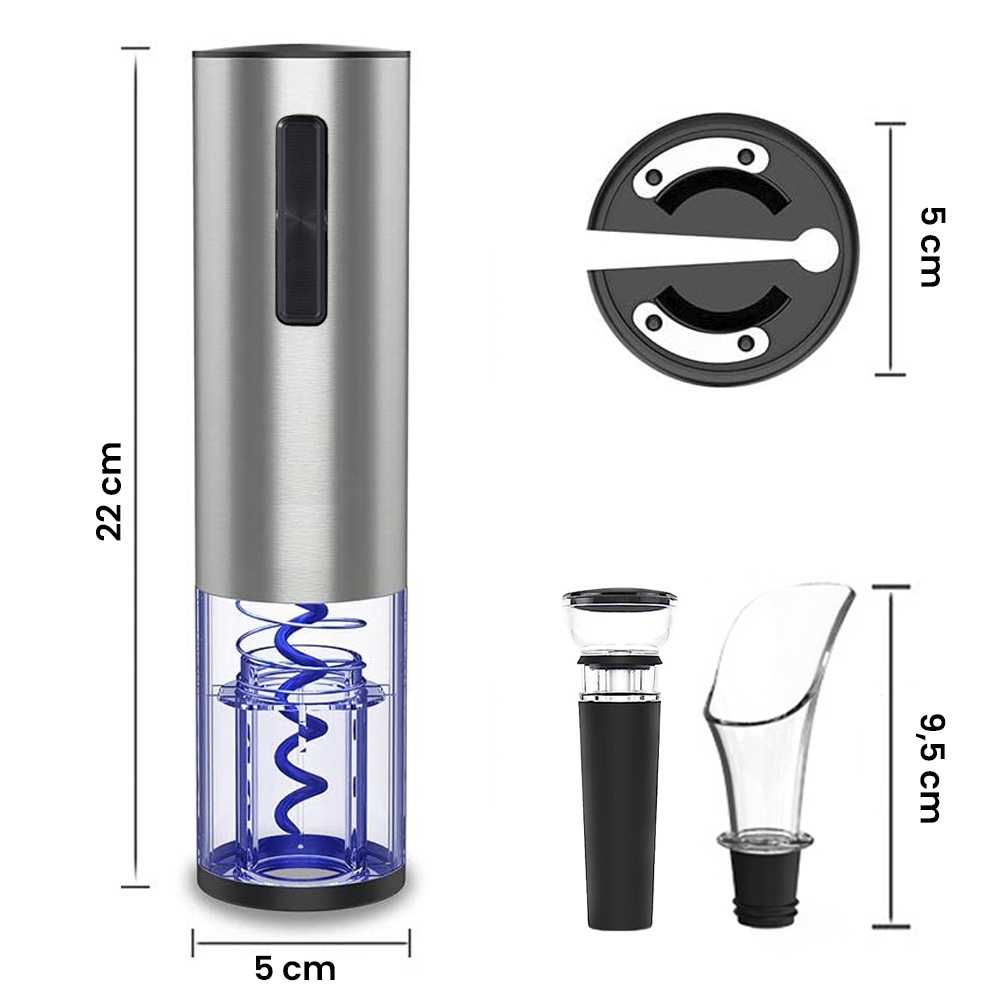 Ouvre-bouteille électrique piles Tire-bouchon automatique Ensemble vin en acier