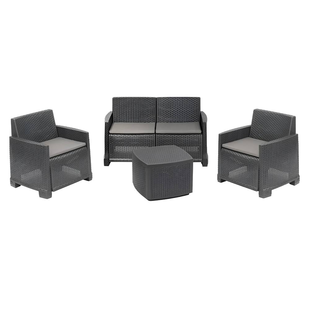 Ensemble jardin rotin COMO Salon Canapé Fauteuils Table polypropylène rotin 4plz