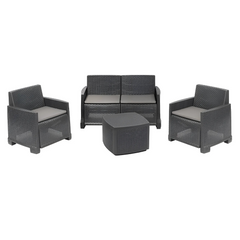 Ensemble jardin rotin COMO Salon Canapé Fauteuils Table polypropylène rotin 4plz