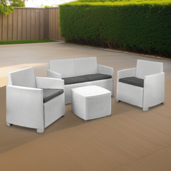 Ensemble jardin rotin COMO Salon Canapé Fauteuils Table polypropylène rotin 4plz