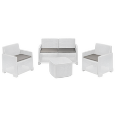 Ensemble jardin rotin COMO Salon Canapé Fauteuils Table polypropylène rotin 4plz