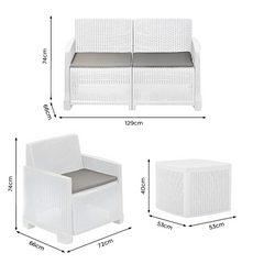Ensemble jardin rotin COMO Salon Canapé Fauteuils Table polypropylène rotin 4plz