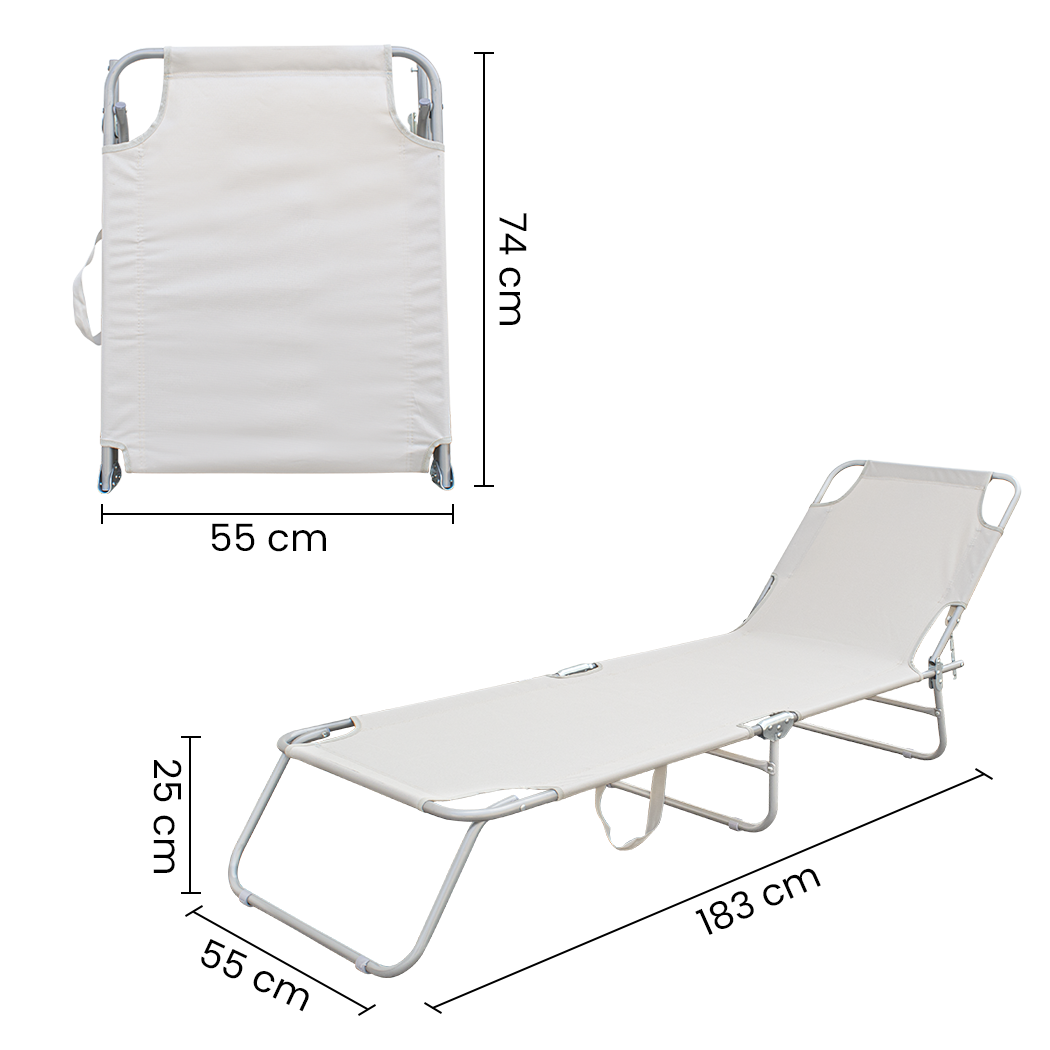 2 pièces chaises longues pliantes en acier 2309 dossier inclinable 4 Positions
