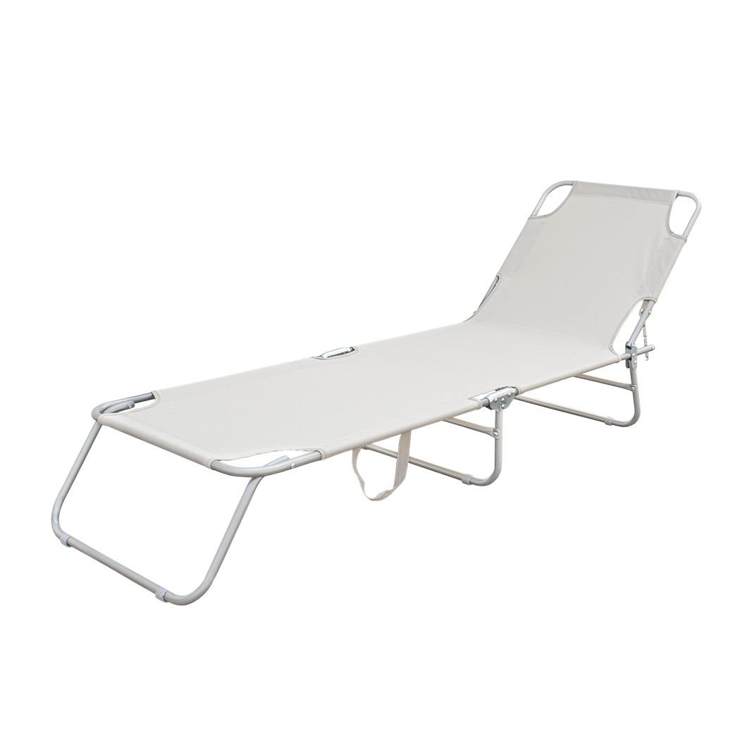 2 pièces chaises longues pliantes en acier 2309 dossier inclinable 4 Positions