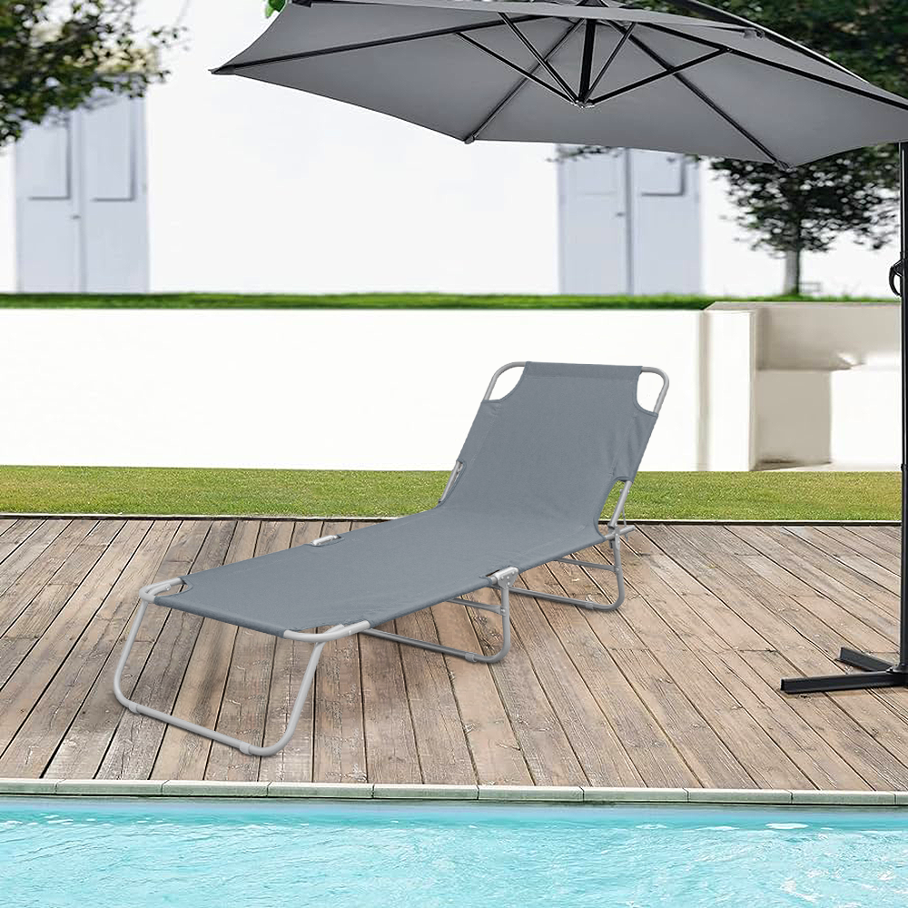 2 pièces chaises longues pliantes en acier 2309 dossier inclinable 4 Positions