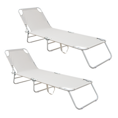 2 pièces chaises longues pliantes en acier 2309 dossier inclinable 4 Positions