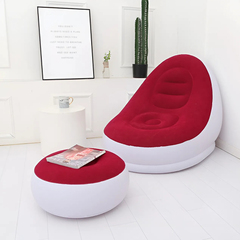 Fauteuil gonflable avec repose-pieds, canapé moderne en tissu velouté portable