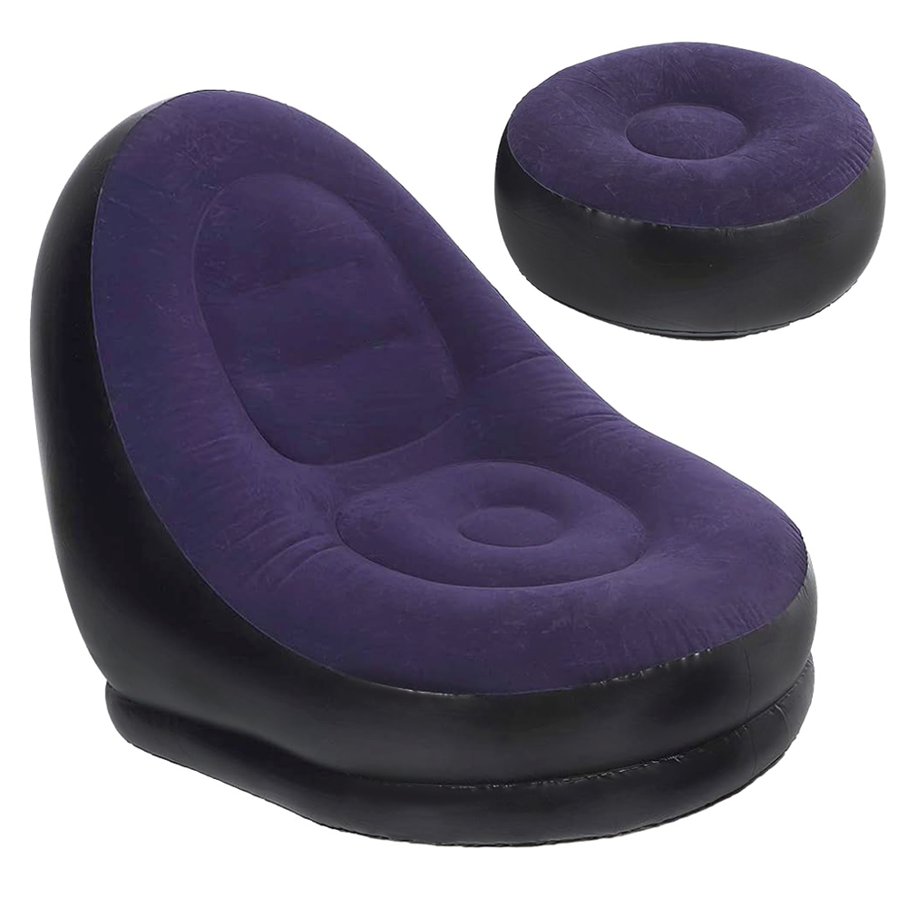 Fauteuil gonflable avec repose-pieds, canapé moderne en tissu velouté portable