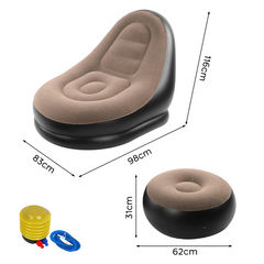 Fauteuil gonflable avec repose-pieds, canapé moderne en tissu velouté portable