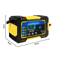 Chargeur Batterie Voiture et Moto Charge Intelligente 12V 6A Câbles et Écran LCD