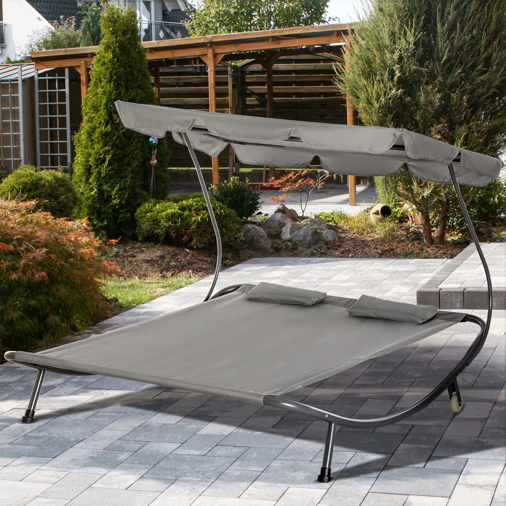 Transat Double Extérieur PARADISE avec Pare-Soleil et Coussins 155x173x200
