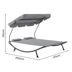 Transat Double Extérieur PARADISE avec Pare-Soleil et Coussins 155x173x200