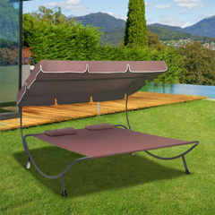 Transat Double Extérieur PARADISE avec Pare-Soleil et Coussins 155x173x200