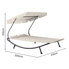 Transat Double Extérieur PARADISE avec Pare-Soleil et Coussins 155x173x200