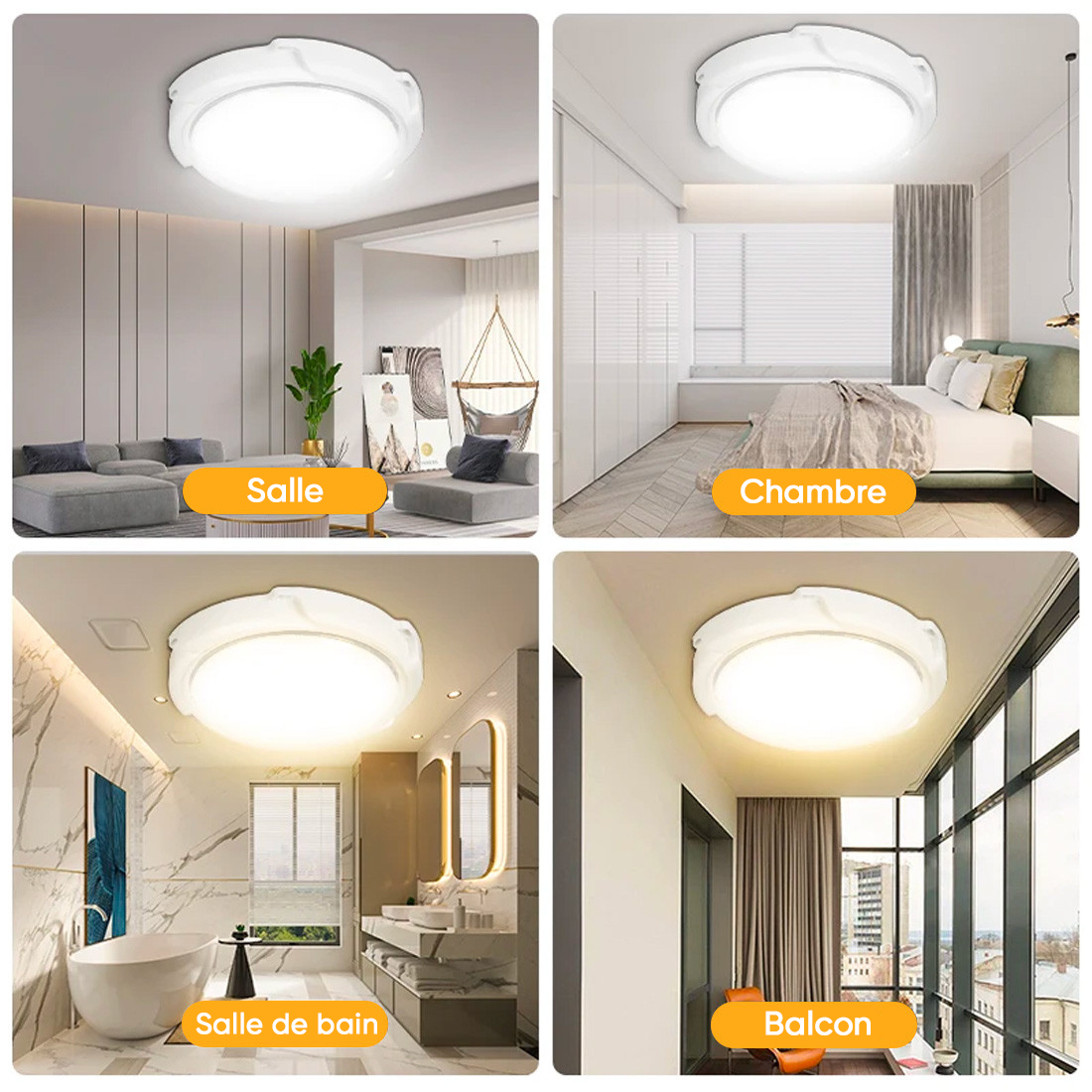 Plafonnier LED 200W 8000mAh IP54 avec Panneau Solaire 6V et Télécommande