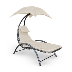 Chaise longue avec parasol BALI Hamac en acier pour extérieur 165x98x180