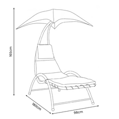 Chaise longue avec parasol BALI Hamac en acier pour extérieur 165x98x180