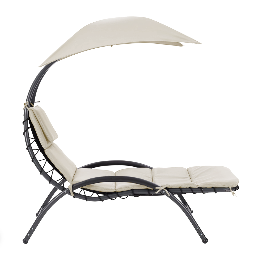 Chaise longue avec parasol BALI Hamac en acier pour extérieur 165x98x180
