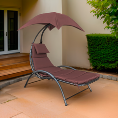 Chaise longue avec parasol BALI Hamac en acier pour extérieur 165x98x180