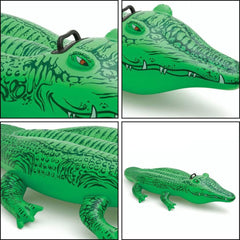 Crocodile gonflable 150cm pour enfants à chevaucher avec poignée pour piscine