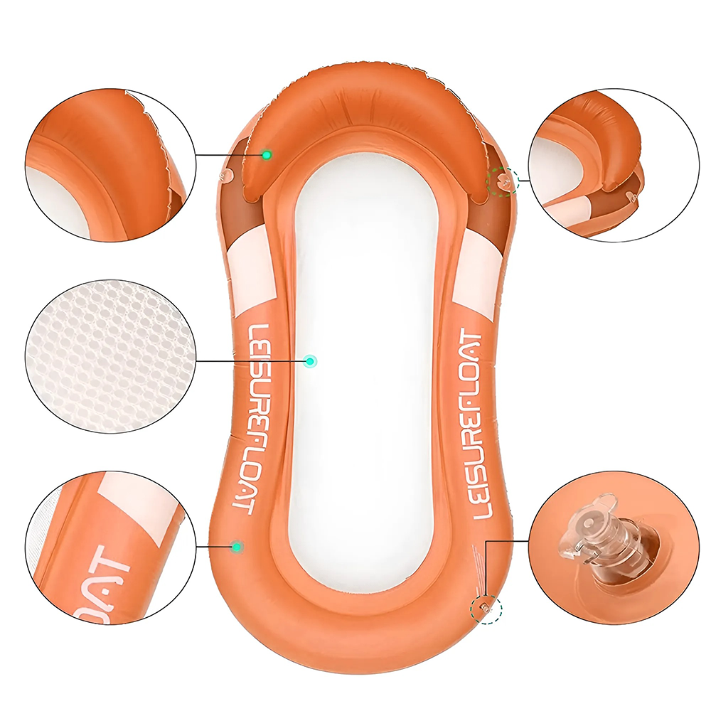Matelas gonflable siège filet transat fauteuil avec coussin pour piscine 167x85
