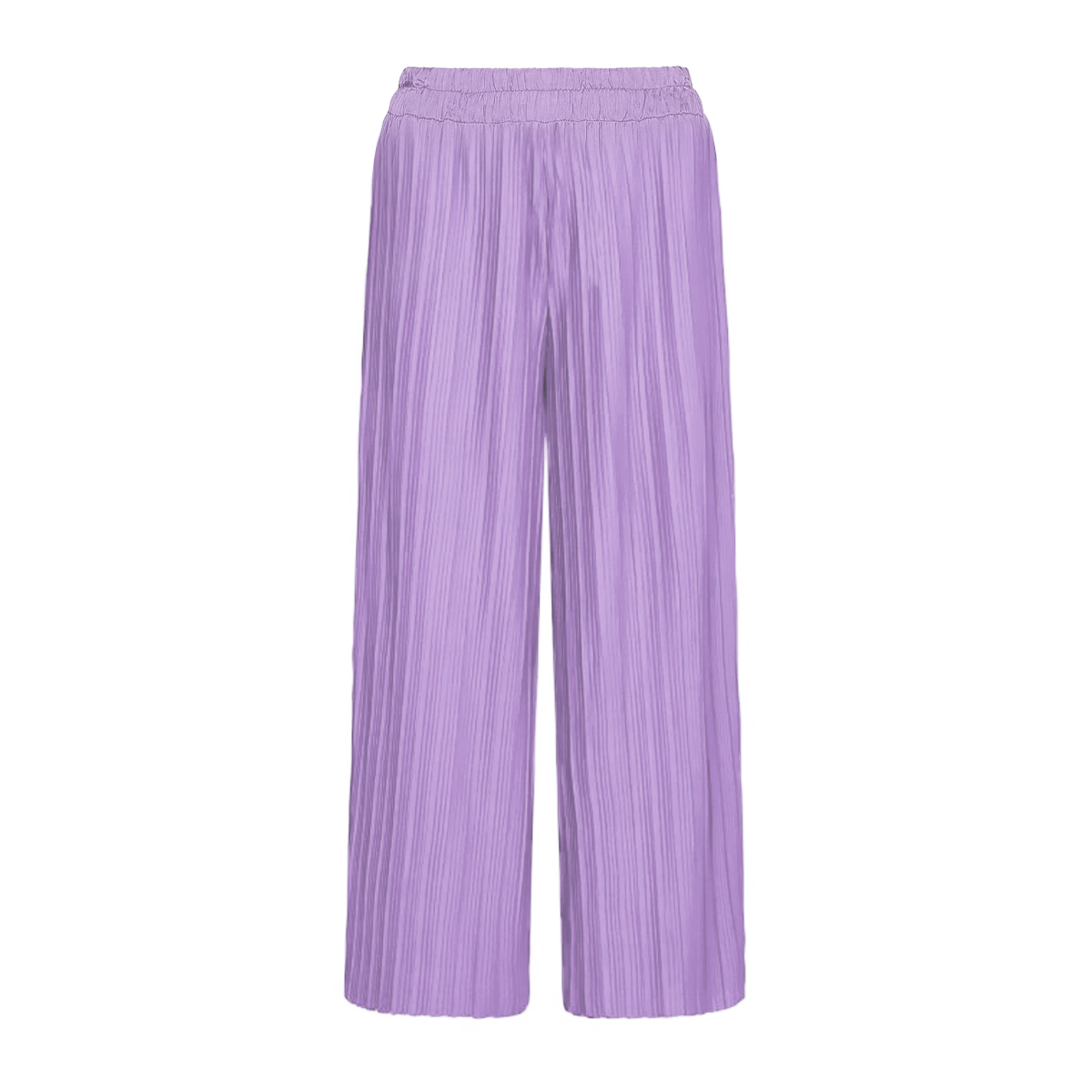Pantalons longs d'été femme avec jambes larges et plissé texturé à taille haute
