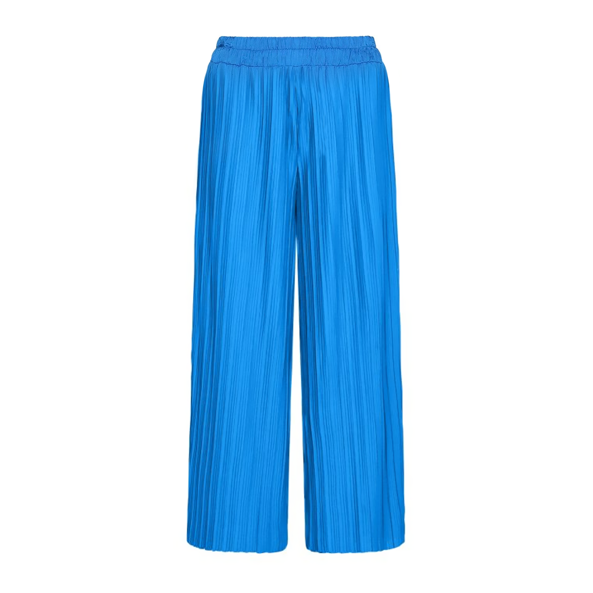 Pantalons longs d'été femme avec jambes larges et plissé texturé à taille haute