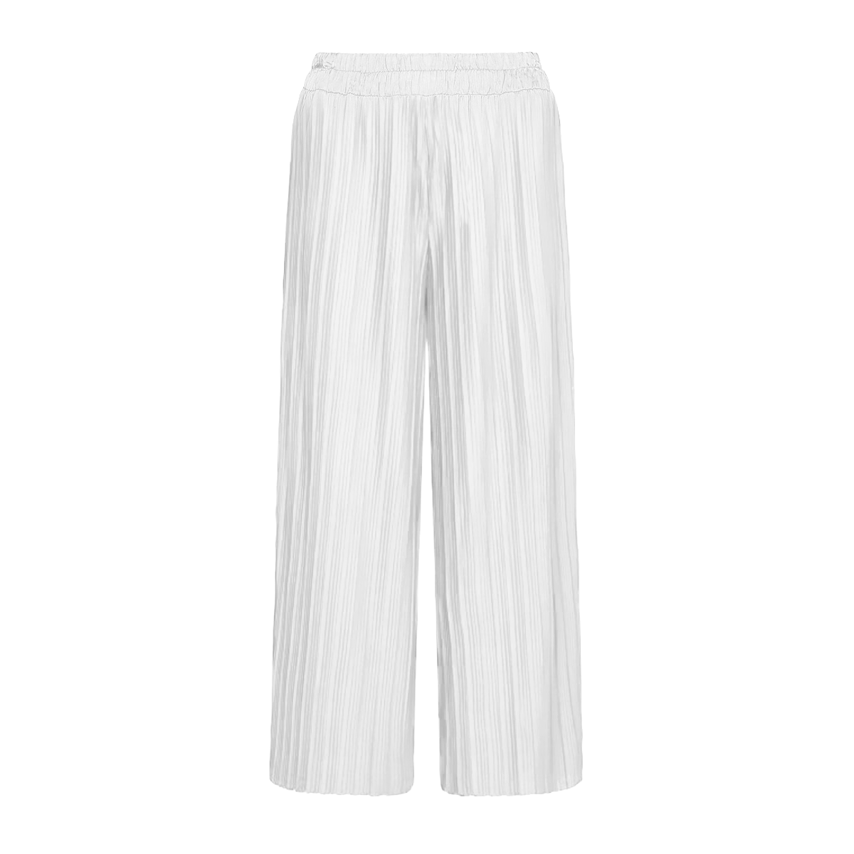 Pantalons longs d'été femme avec jambes larges et plissé texturé à taille haute