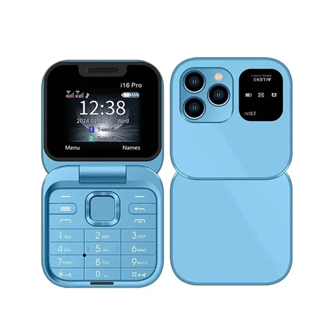 Téléphone de poche pliable 1,77" I16 PRO Double SIM Caméra Bluetooth MP4