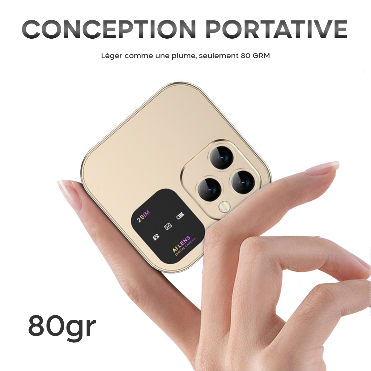 Téléphone de poche pliable 1,77" I16 PRO Double SIM Caméra Bluetooth MP4
