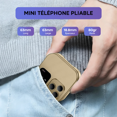Téléphone de poche pliable 1,77" I16 PRO Double SIM Caméra Bluetooth MP4