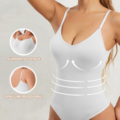 Body gainant sans manches pour femme à bretelles réglables en tissu élastique