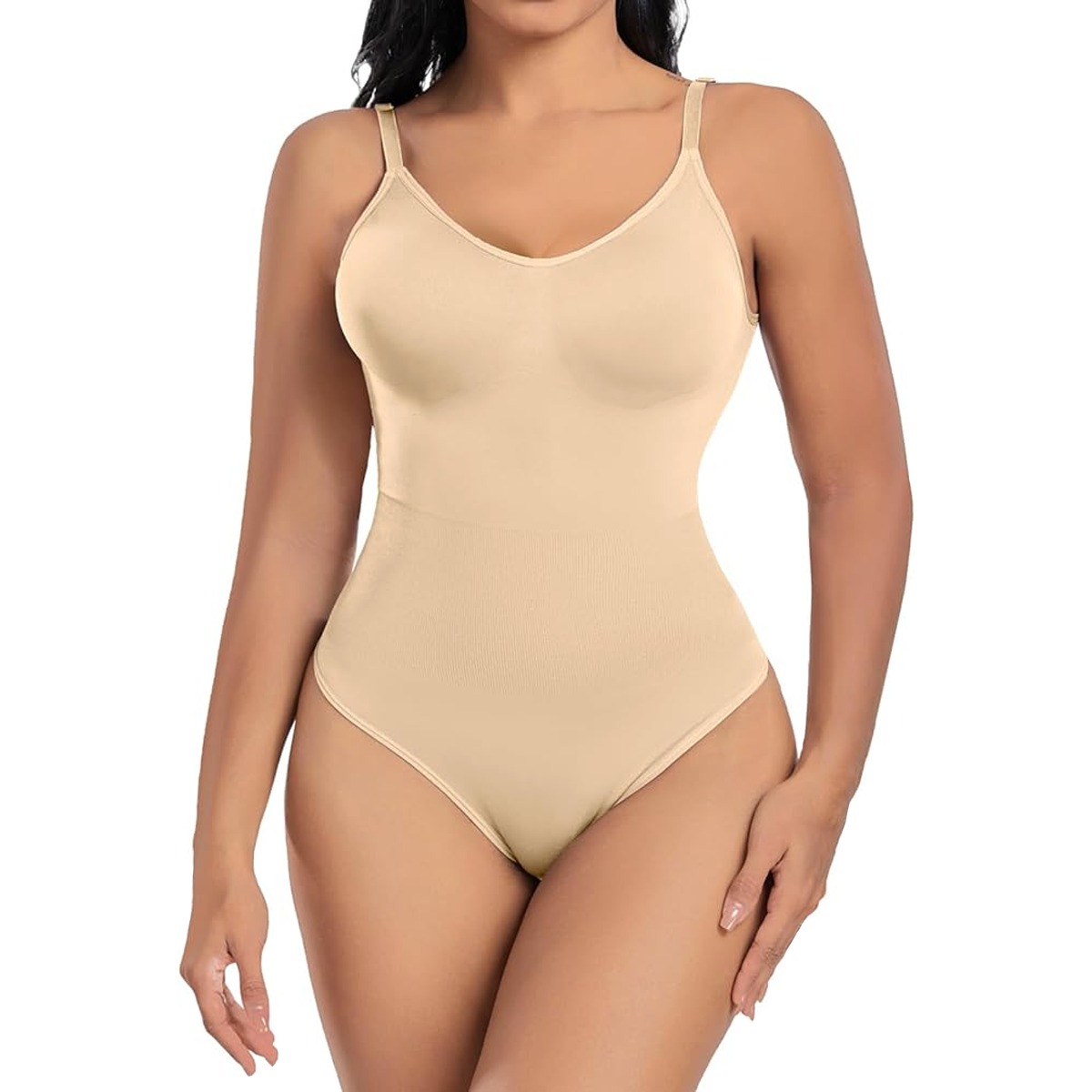 Body gainant sans manches pour femme à bretelles réglables en tissu élastique