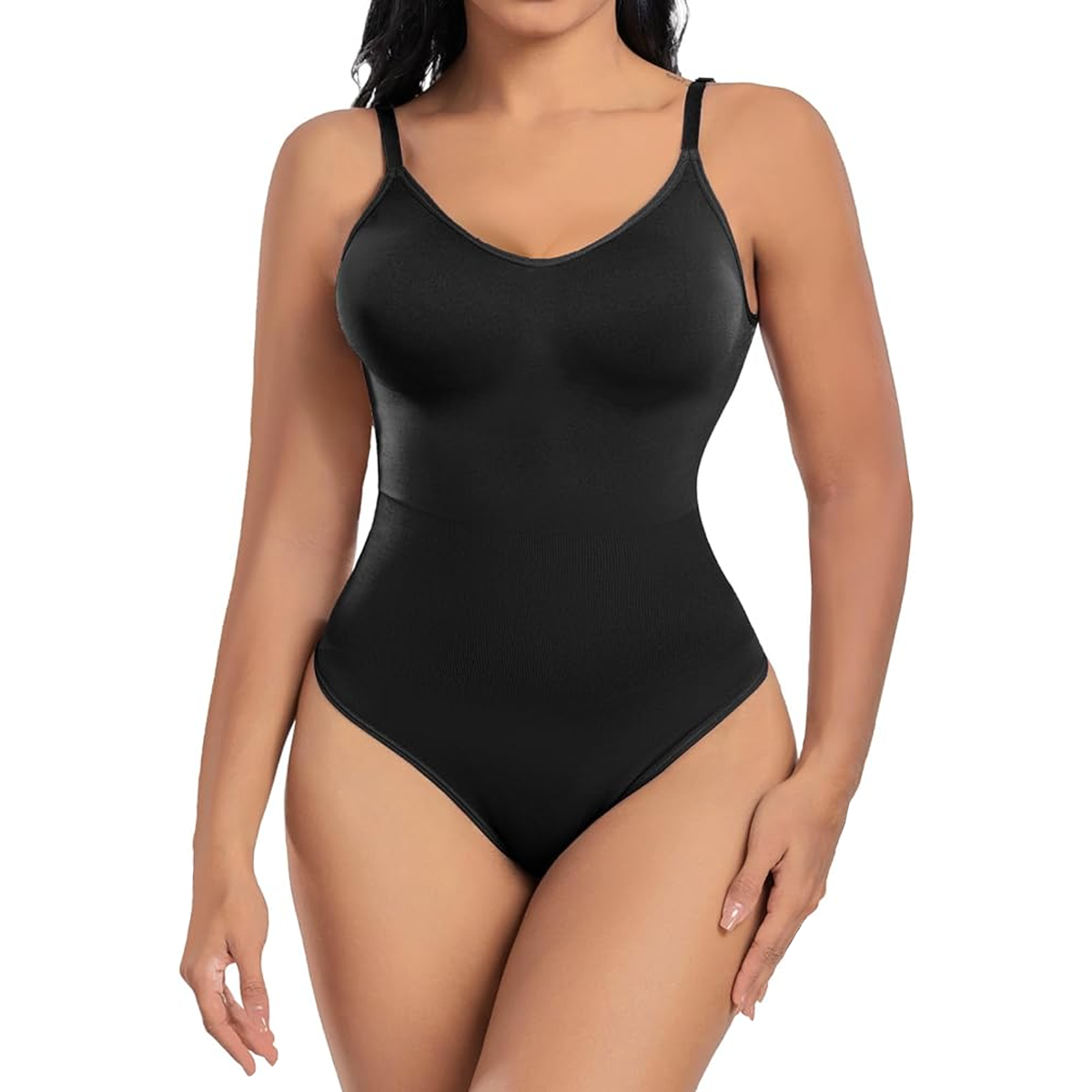 Body gainant sans manches pour femme à bretelles réglables en tissu élastique
