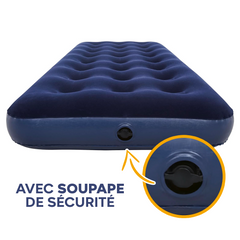 Matelas gonflable individuel pour camping et maison avec effet floqué 185x76cm