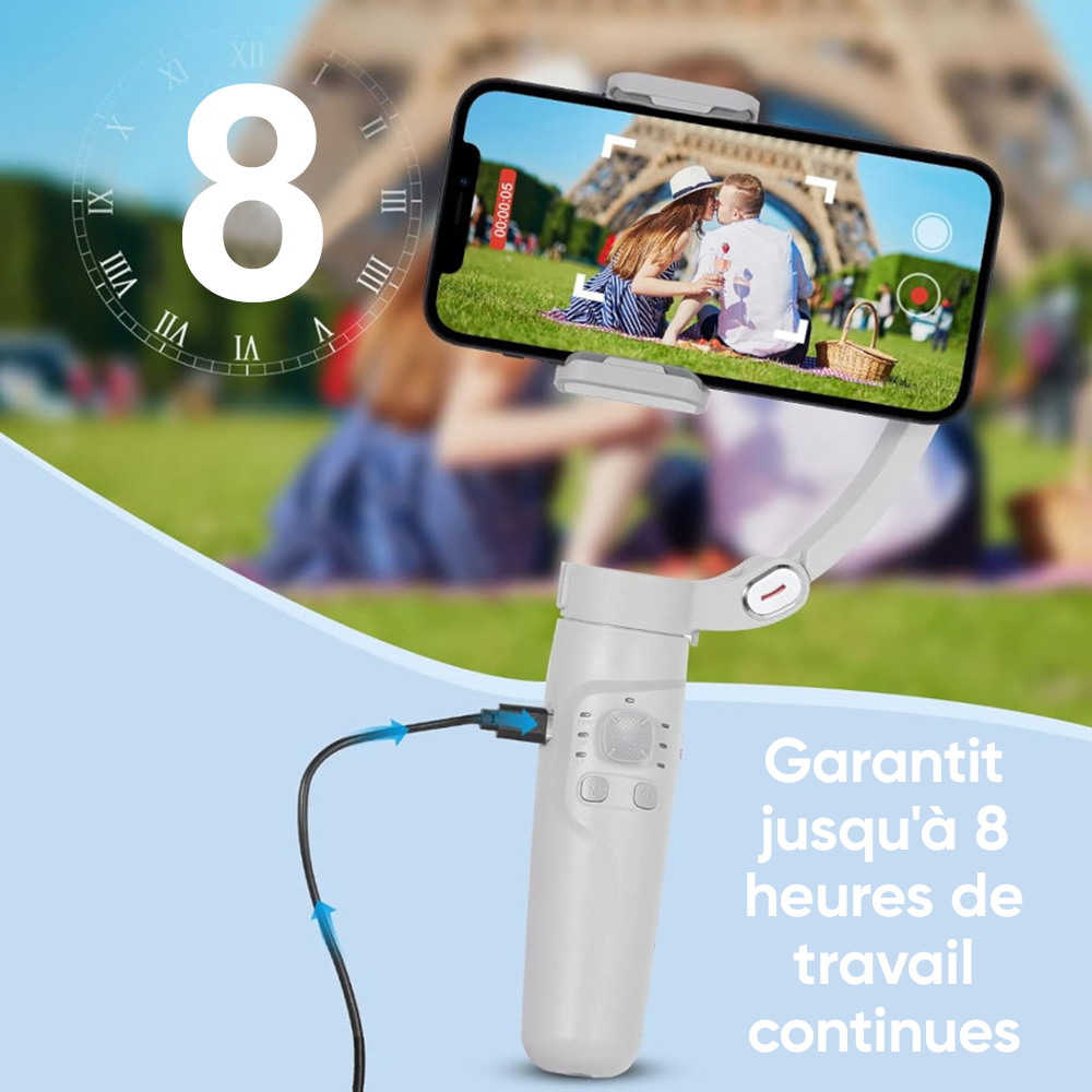 Stabilisateur de Smartphone à 3 Axes avec Trépied Pliable pour Photos et Vidéos