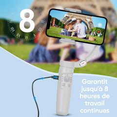 Stabilisateur de Smartphone à 3 Axes avec Trépied Pliable pour Photos et Vidéos