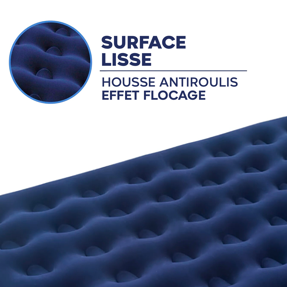 Matelas gonflable double pour le camping et maison avec effet floqué 191x137cm