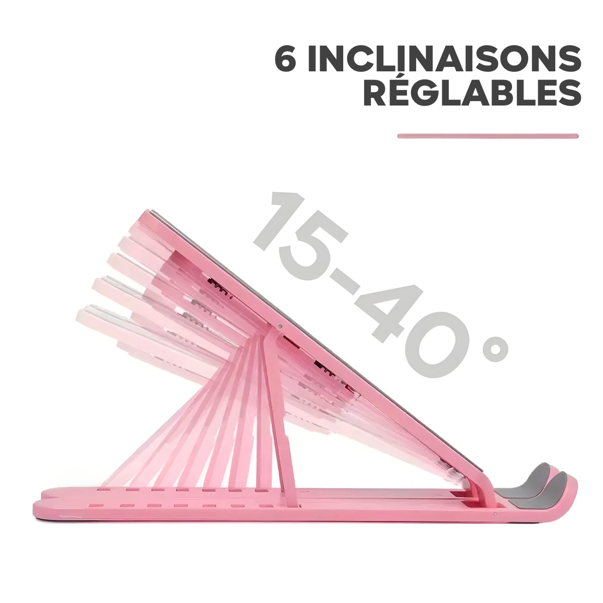 Support d'ordinateur portable pliable antidérapant inclinable à 6 niveaux