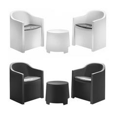 Set Giardino LUNA Salon Jardin Extérieur 2 Fauteuils Table Basse Outdoor Coussin