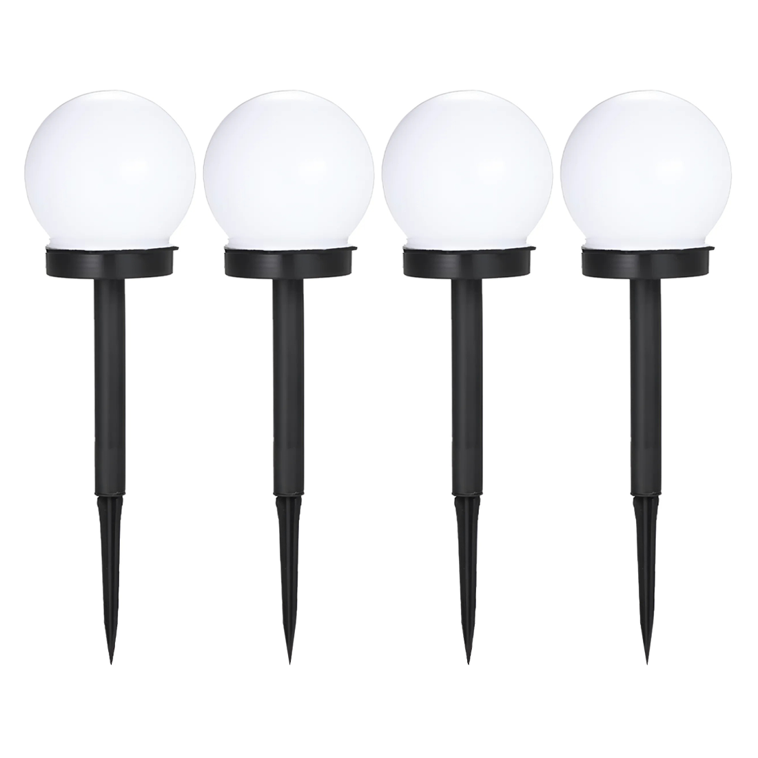 4pz Lampe Sphère Recharge Solaire 10cm pour Extérieur Piquet Plantable Jardin